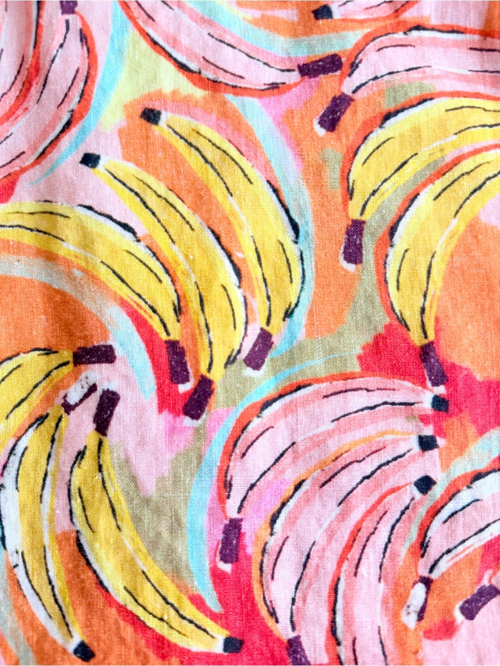 FOIL Linen It’s Only Natural Banana-Print Pant Set - Pink & Yellow